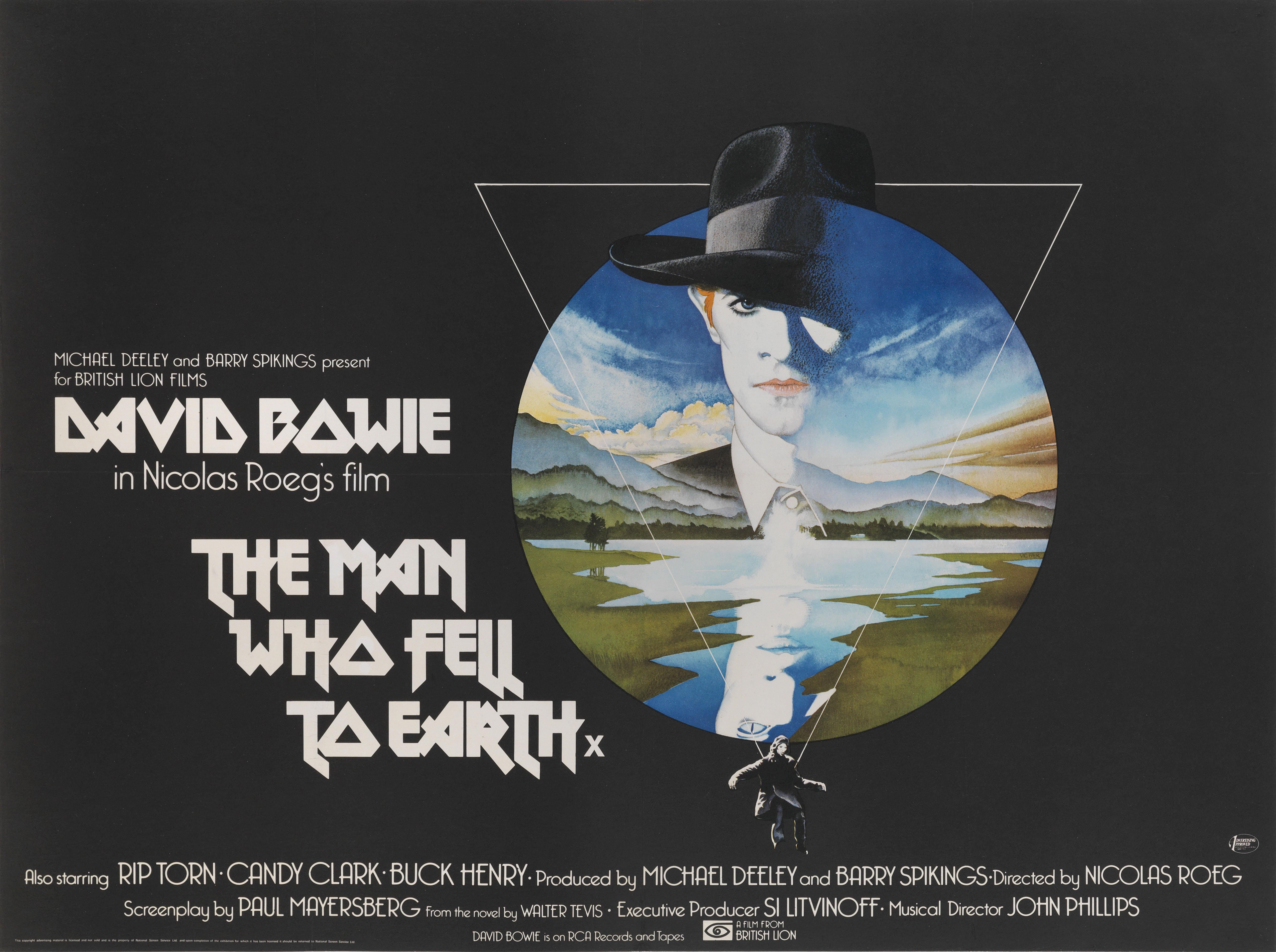 Original British film poster for Nicolas Roeg's 1976 science fiction film starring David Bowie. The artwork is by the legendary British poster designer Vic Fair (1938-2017)
This poster is conservation linen backed and it would be shipped by Federal