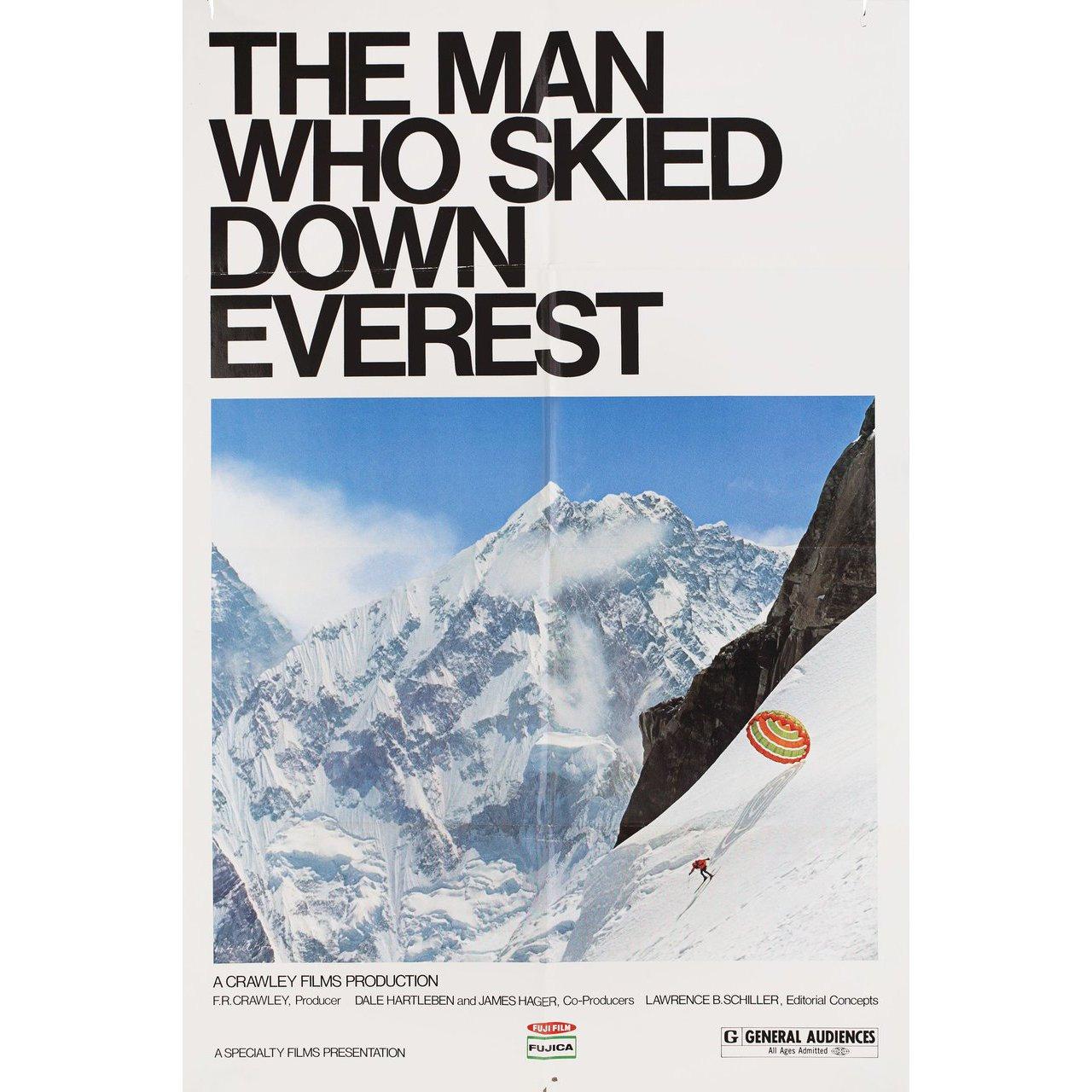 Original 1975 U.S. poster by A. Kotani for the documentary film The Man Who Skied Down Everest directed by Bruce Nyznik / Lawrence Schiller with Yuichiro Miura / Douglas Rain. Very Good-Fine condition, folded. Many original posters were issued