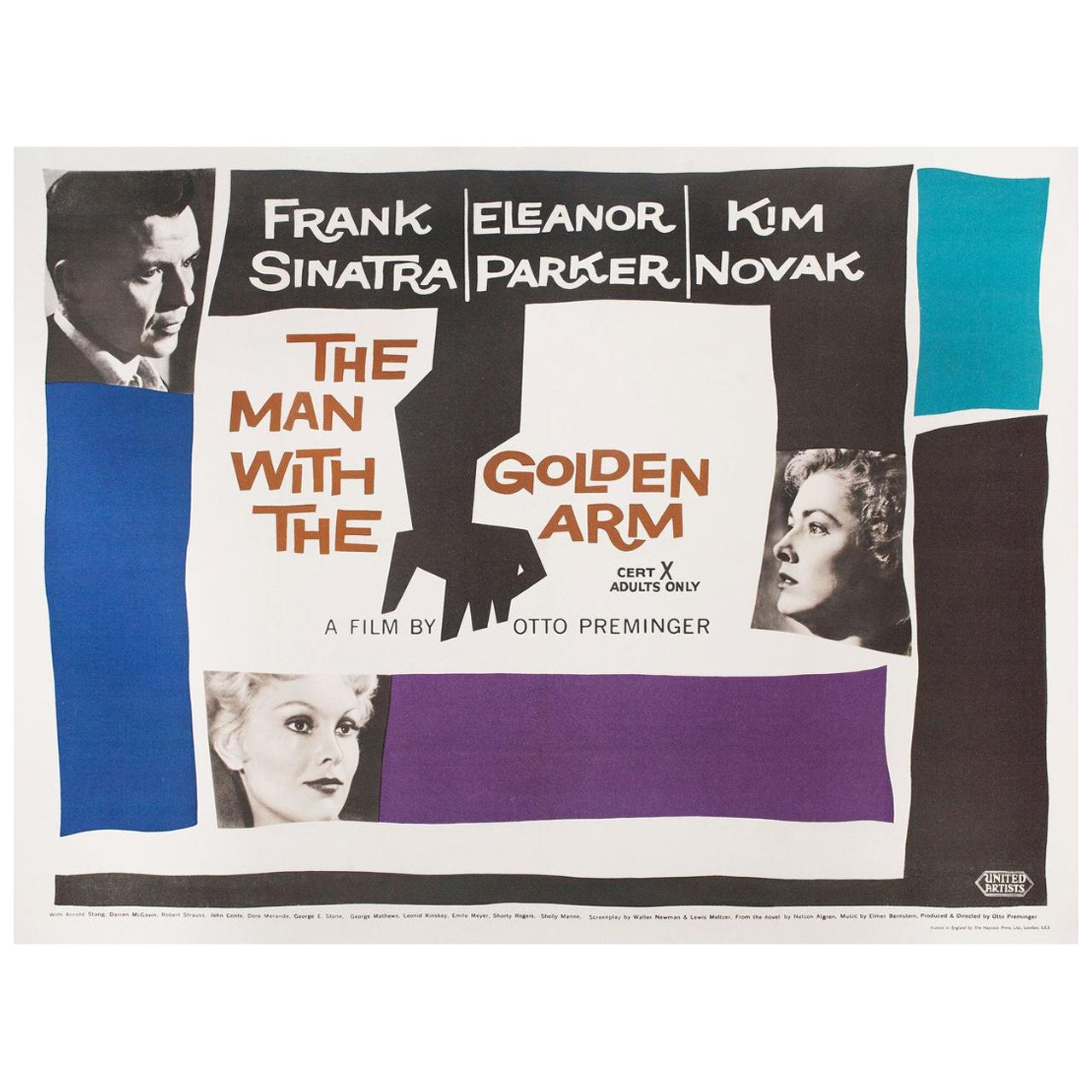 "The Man with the Golden Arm" 1956 British Quad Film Poster