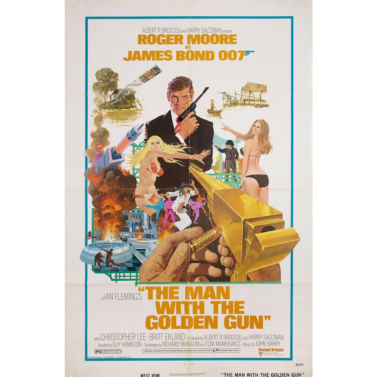 Original 1974 U.S. one sheet poster by Robert McGinnis for the film “The Man with the Golden Gun” directed by Guy Hamilton with Roger Moore / Christopher Lee / Britt Ekland / Maud Adams. Very Good-Fine condition, folded. Many original posters were
