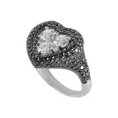 Manaal Heart Pinky Ring, 1.93 Carat Diamonds, Fashion Ring