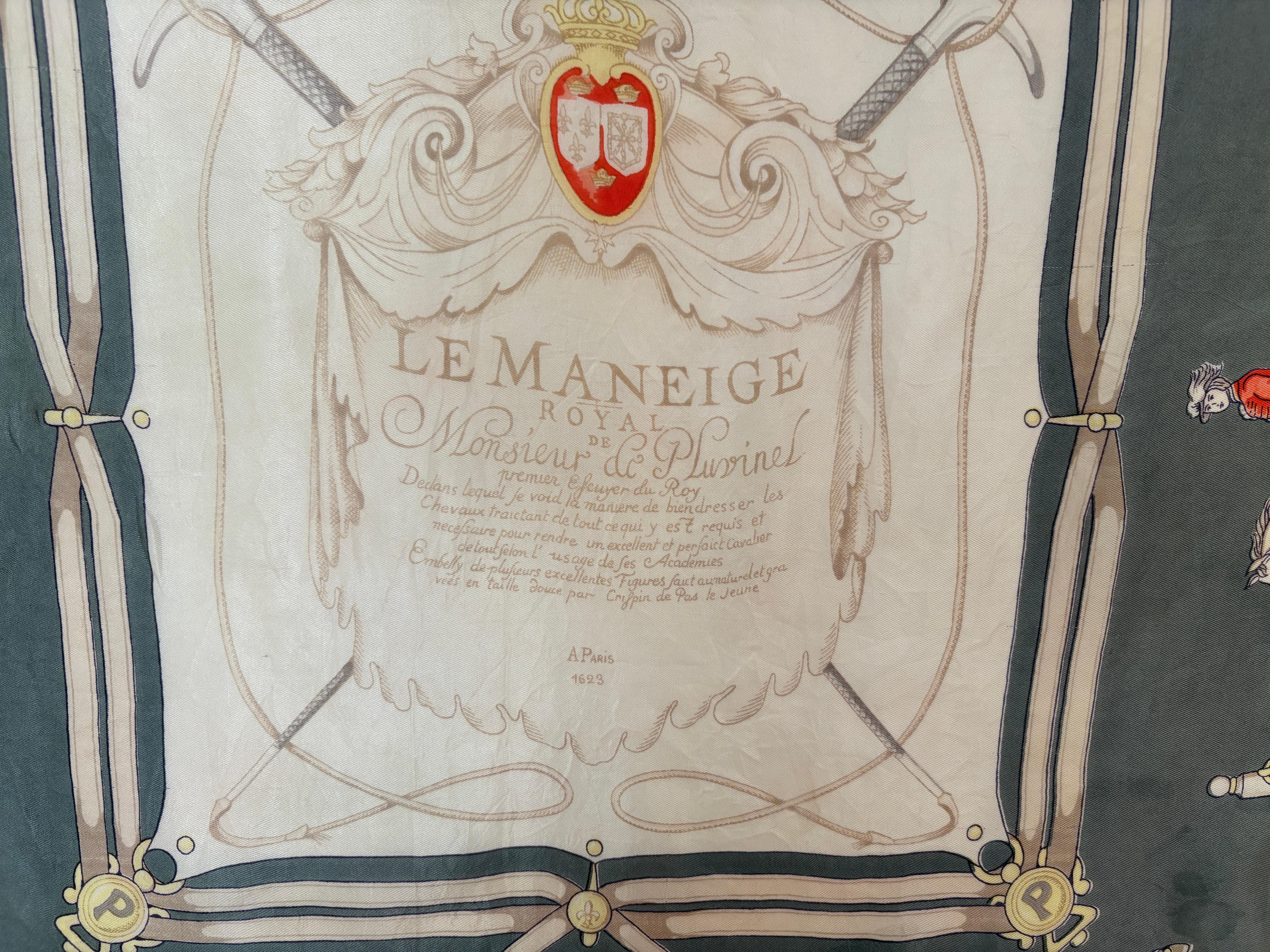 Brown The Maneige Royal by Antoine de Pluvinel Silk Scarf For Sale