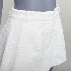 THE MANNEI cream floral cotton jacquard high waisted flare shorts IT36 XXS