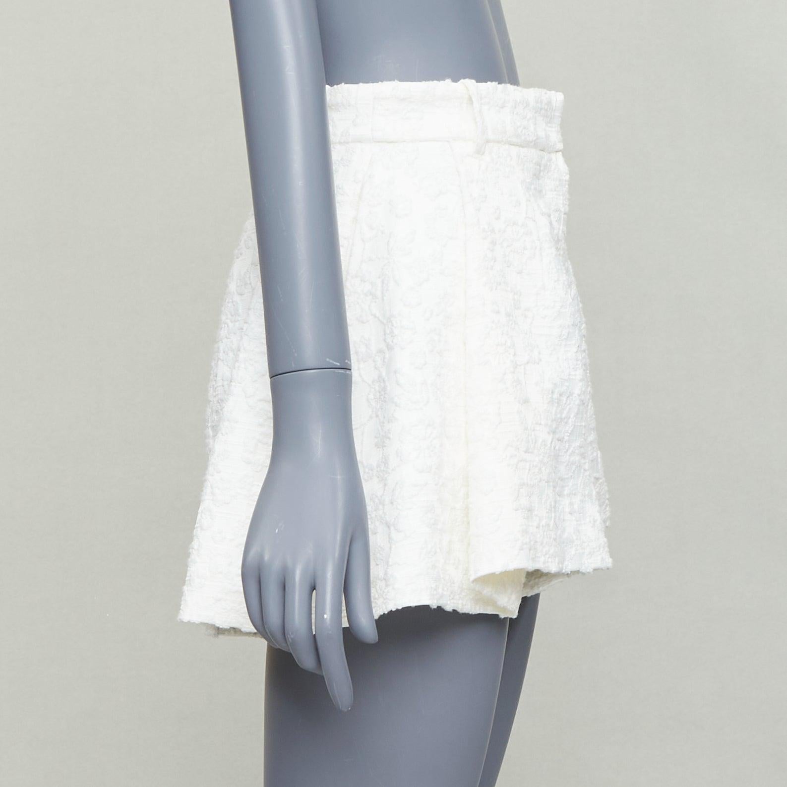 THE MANNEI Pantalones cortos acampanados de cintura alta en algodón jacquard floral crema IT36 XXS en Excelente estado para la venta en Hong Kong, NT