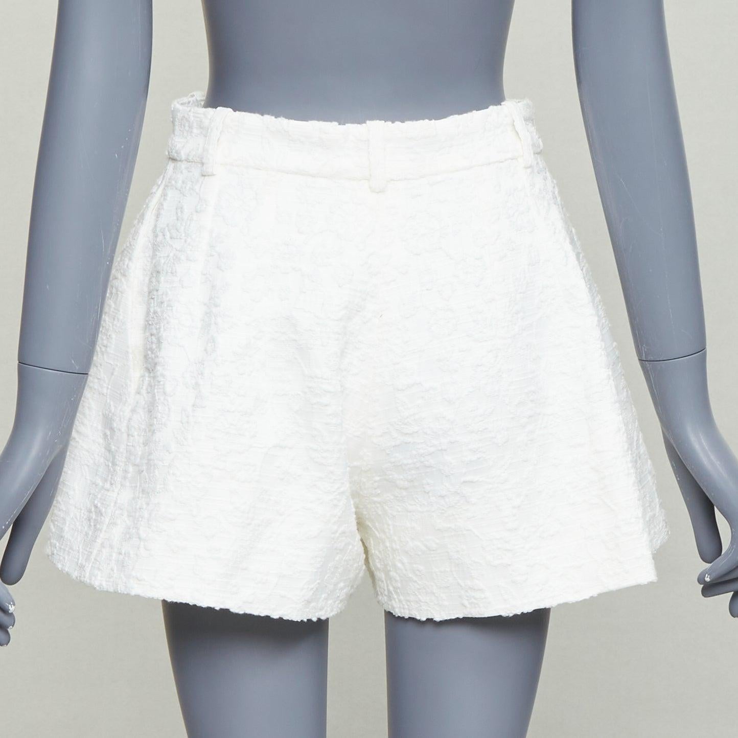 De las mujeres THE MANNEI Pantalones cortos acampanados de cintura alta en algodón jacquard floral crema IT36 XXS en venta