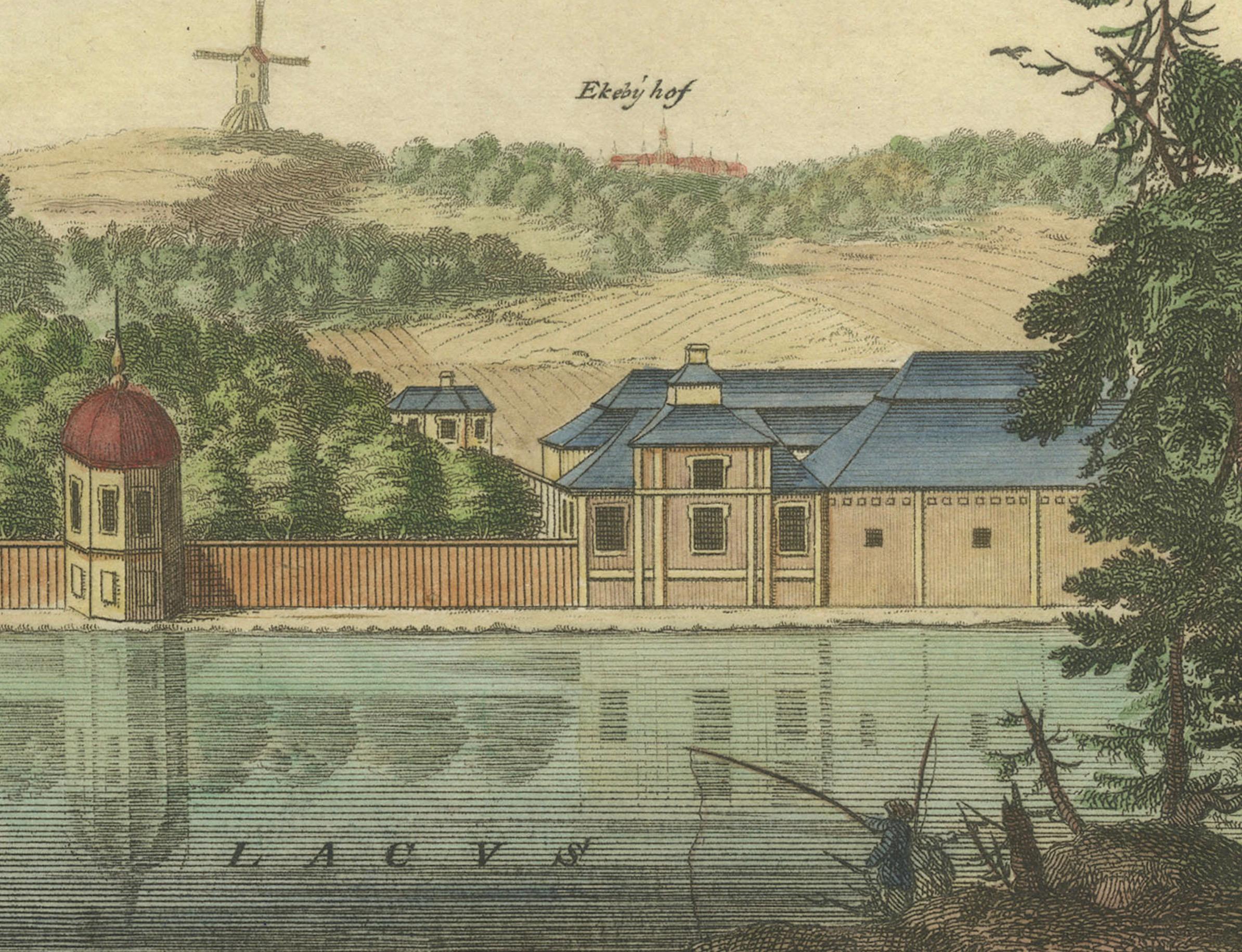 Engraved The Manors of Kärsö and Malmvik near Stockholm in Sweden, by Erik Reitz, ca.1690 For Sale