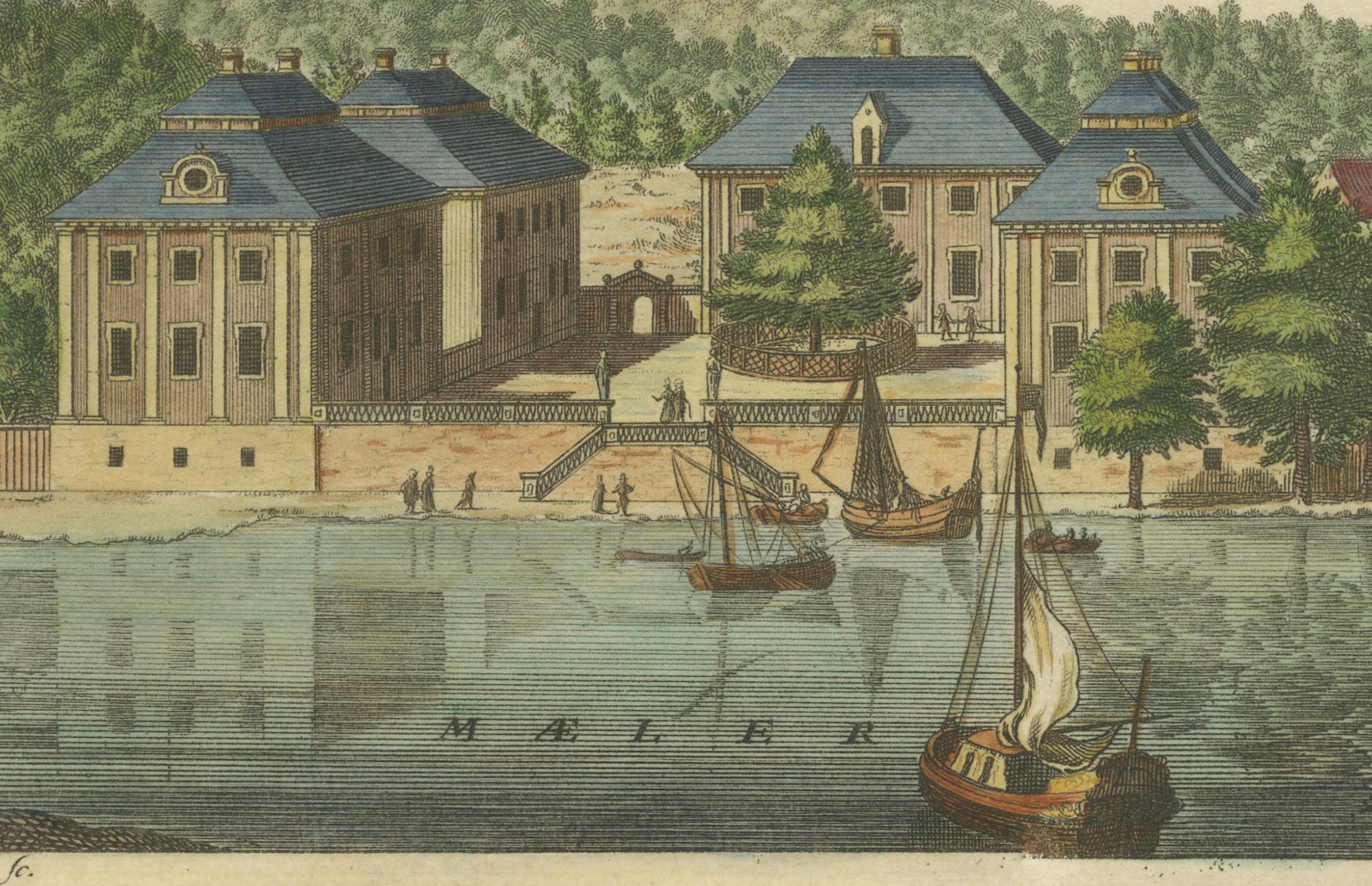 The Manors of Kärsö and Malmvik near Stockholm in Sweden, by Erik Reitz, ca.1690 In Good Condition For Sale In Langweer, NL