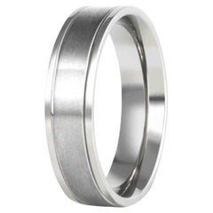 The Mantle : Flat Titanium with Pinstripe Grooves 6mm Comfort Fit Wedding Band