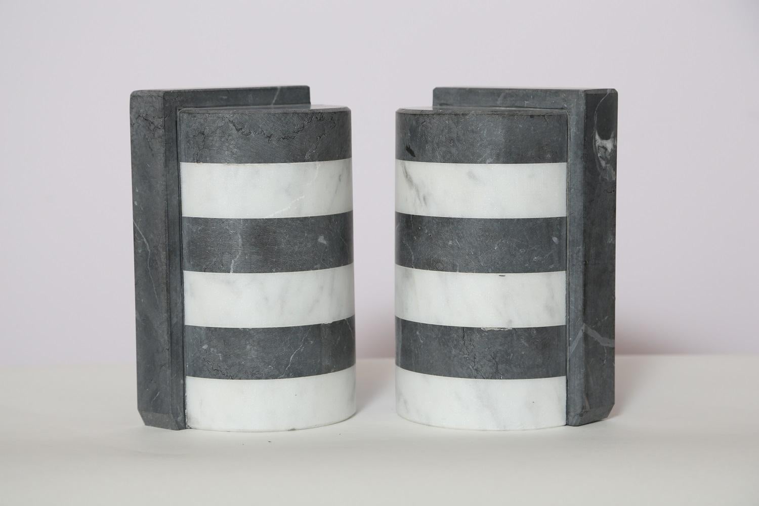 The Marble House Bookends in Black and White Carrara, Handmade in Italy 3
