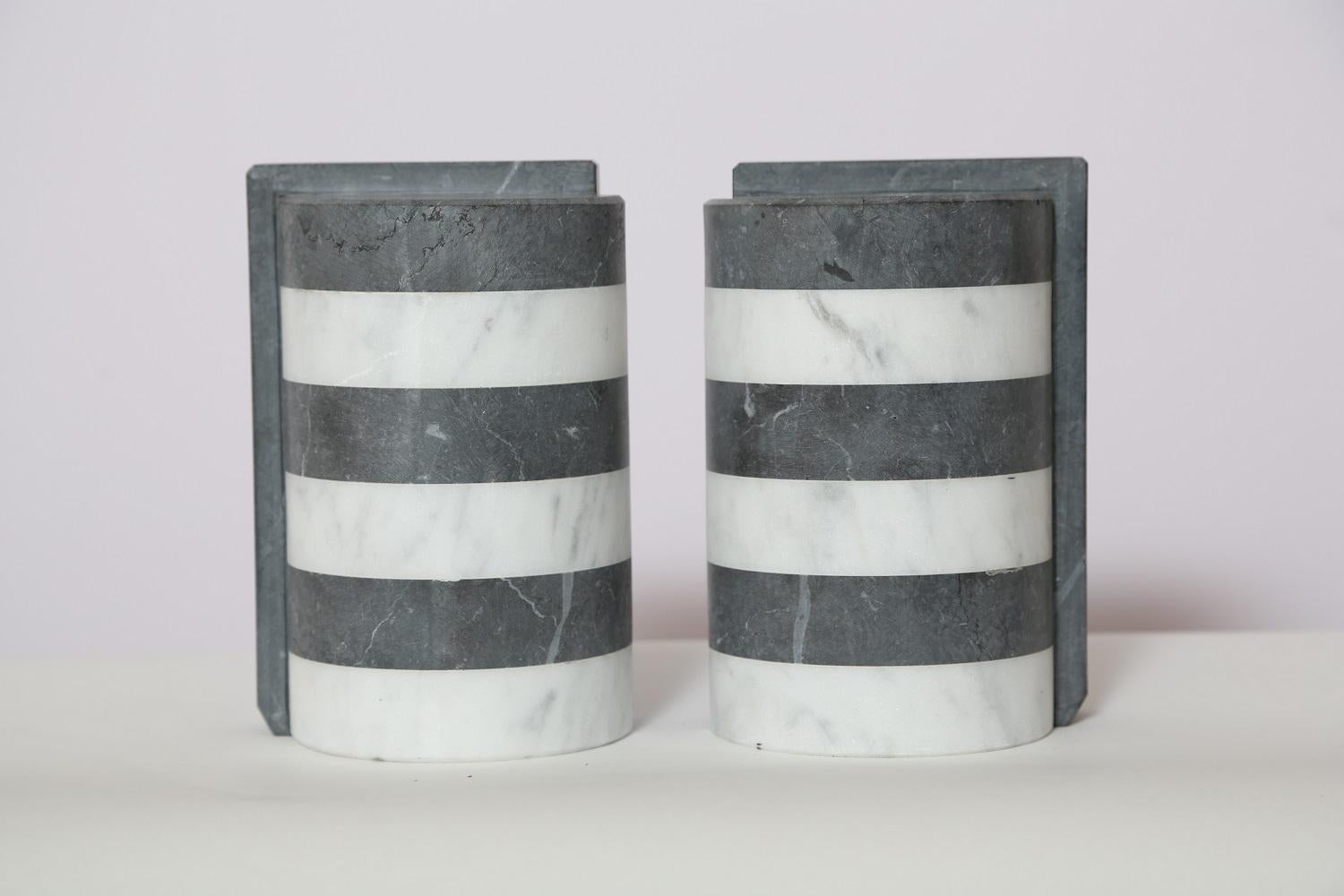 The Marble House Bookends in Black and White Carrara, Handmade in Italy 4