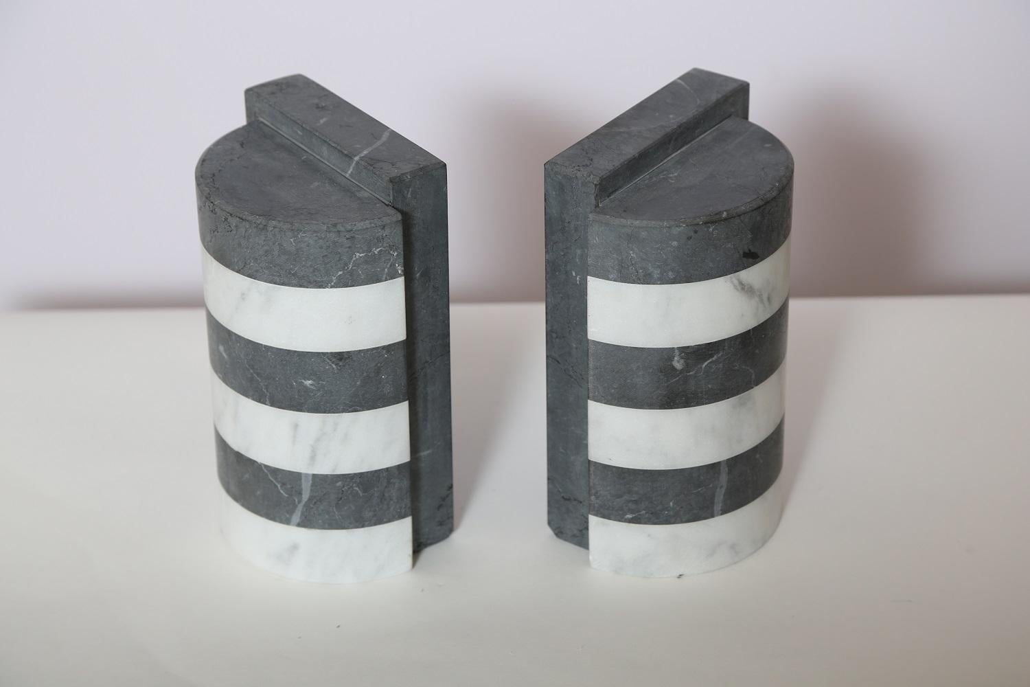 The Marble House Bookends in Black and White Carrara, Handmade in Italy 5