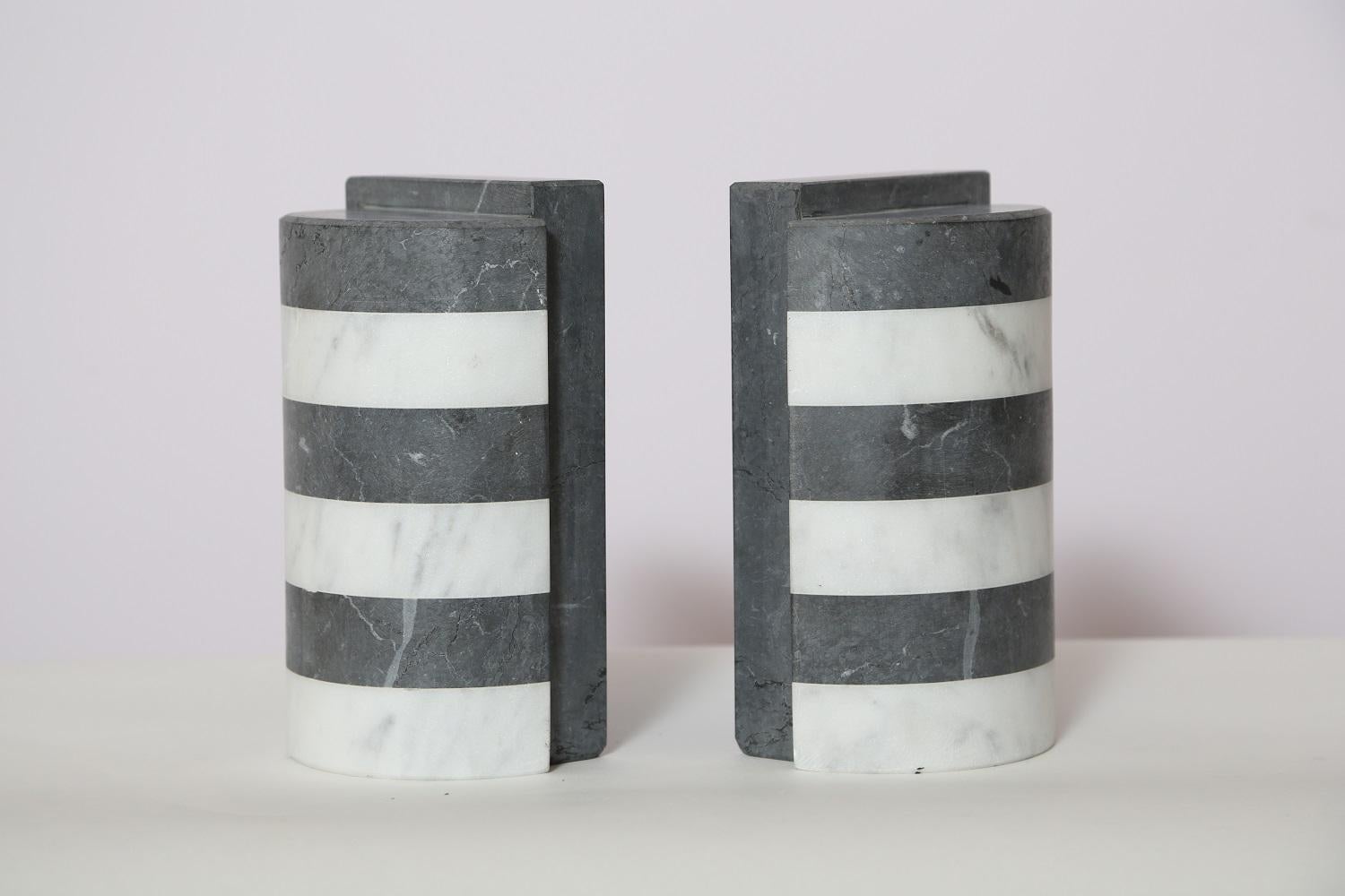 The Marble House Bookends in Black and White Carrara, Handmade in Italy 6