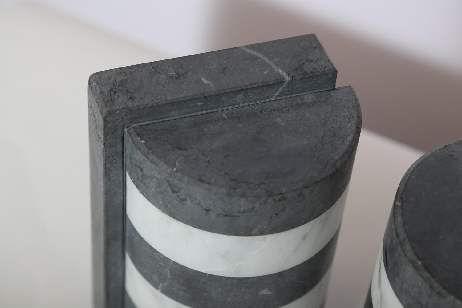 The Marble House Bookends in Black and White Carrara, Handmade in Italy 2