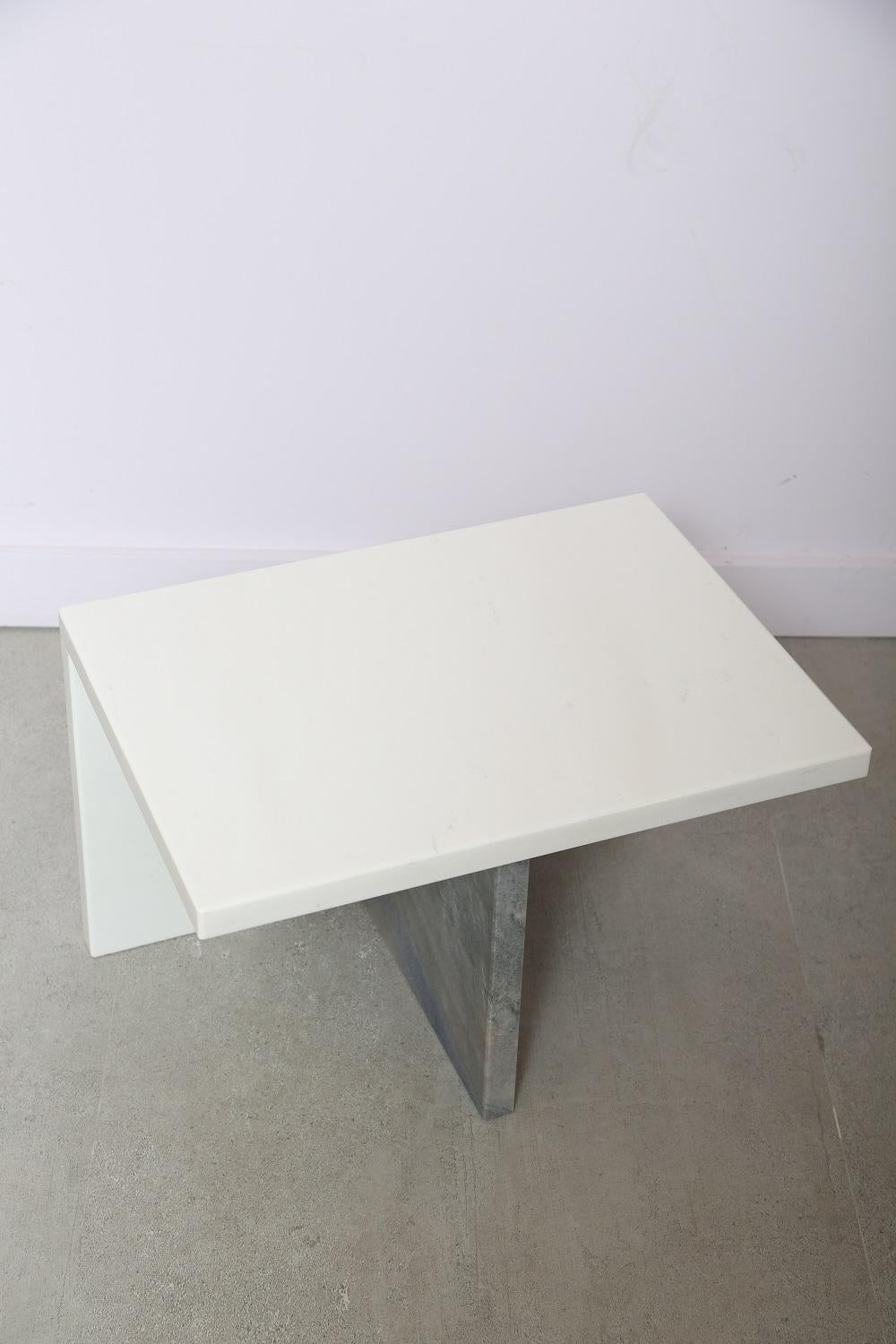 Contemporary The Marble House White Sivec and Azul Low Side Table For Sale