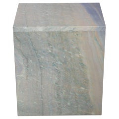 The Marble House White Sivec and Azul Side Table, Handmade in Italy