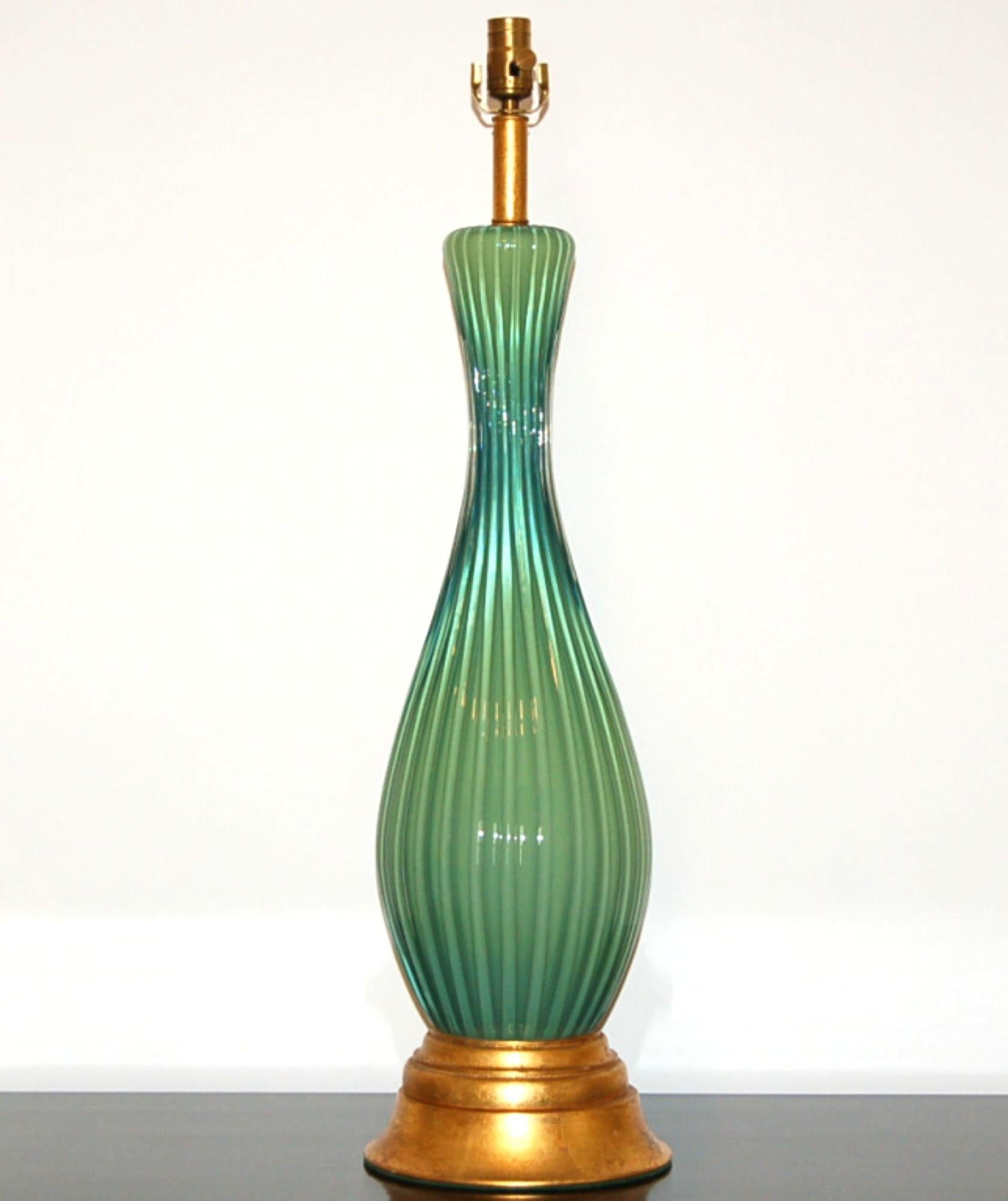The Marbro Lamp Company - Lámpara de Murano Verde Grande Moderno de mediados de siglo en venta