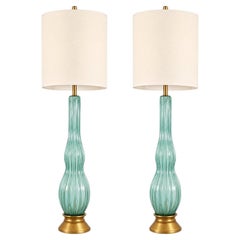 The Marbro Lamp Company – Vintage Murano Lamps in Turquoise Blue – A Pair