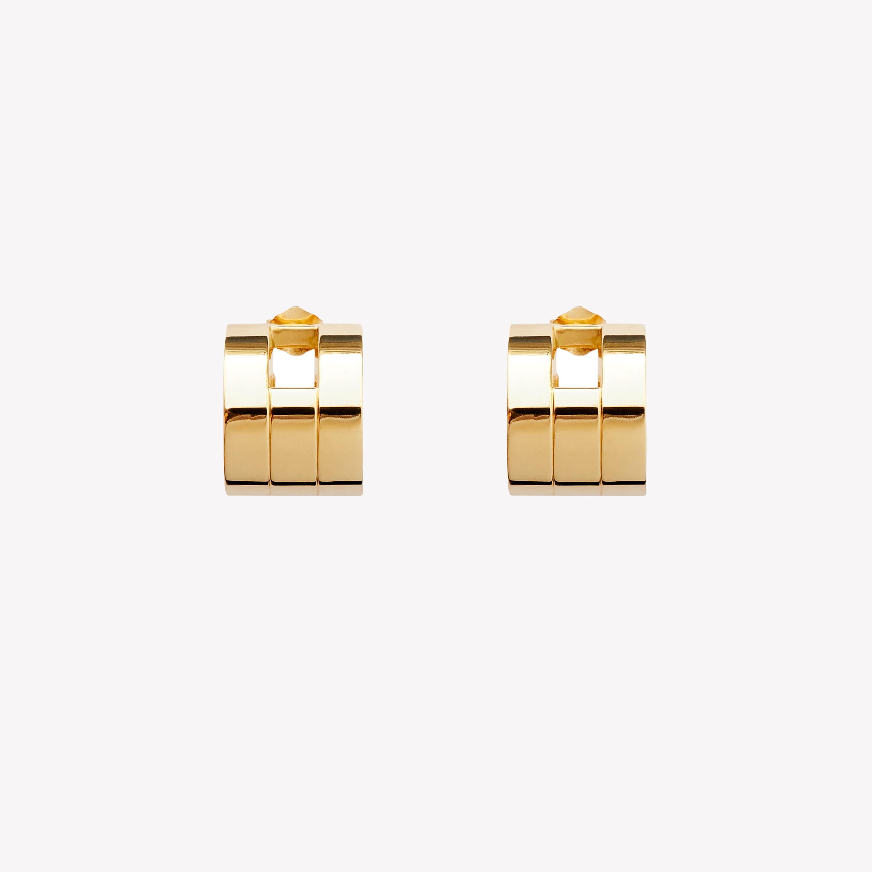 18k Solid Yellow Gold Chunky Hoop Earrings 6