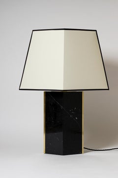 'Marine' Black Marble and Brass Table Lamp, by Dorian Caffot de Fawes