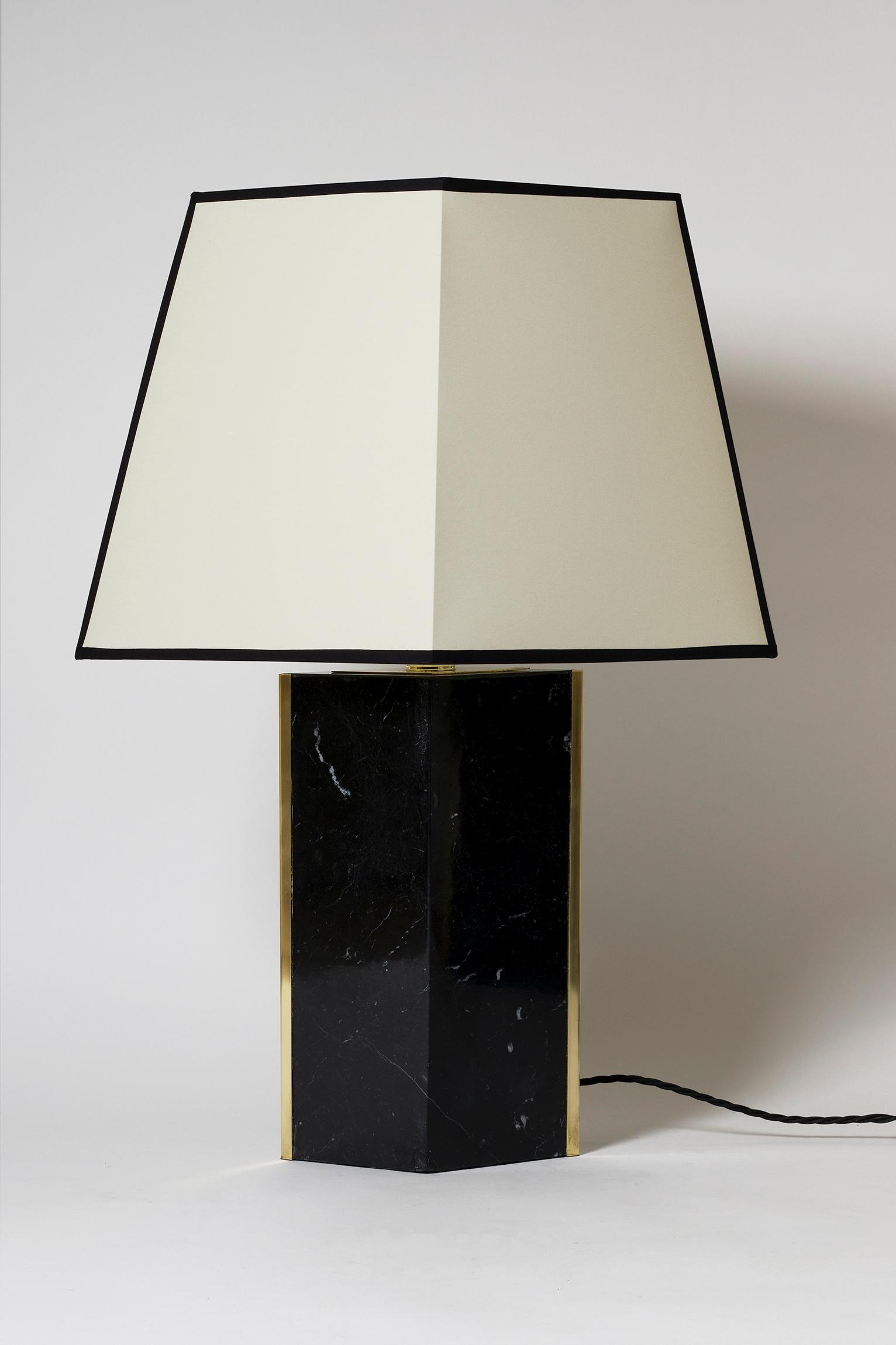 British 'Marine' Black Marble and Brass Table Lamp, by Dorian Caffot de Fawes