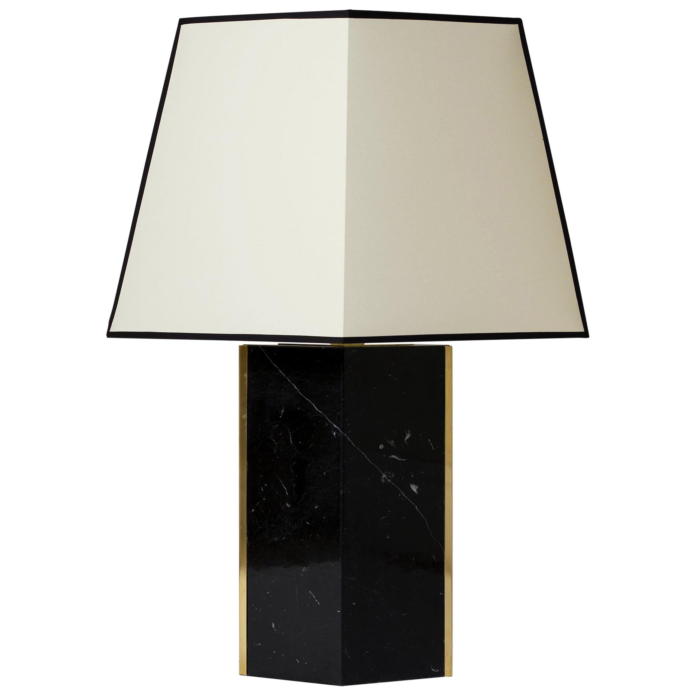 'Marine' Black Marble and Brass Table Lamp, by Dorian Caffot de Fawes