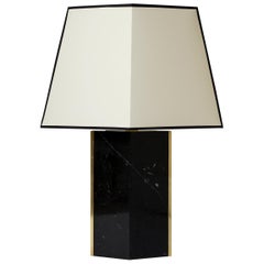 'Marine' Black Marble and Brass Table Lamp, by Dorian Caffot de Fawes