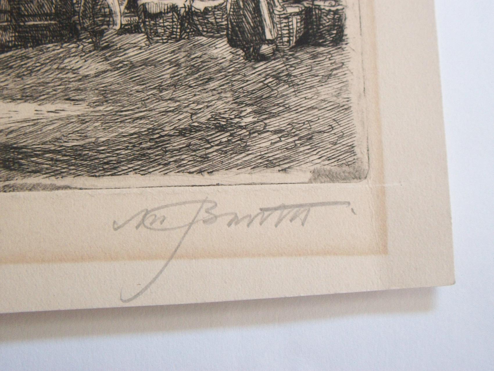 Fait main « La place de marché à Pirna » - gravure ancienne - Allemagne - 18e/19e siècle en vente