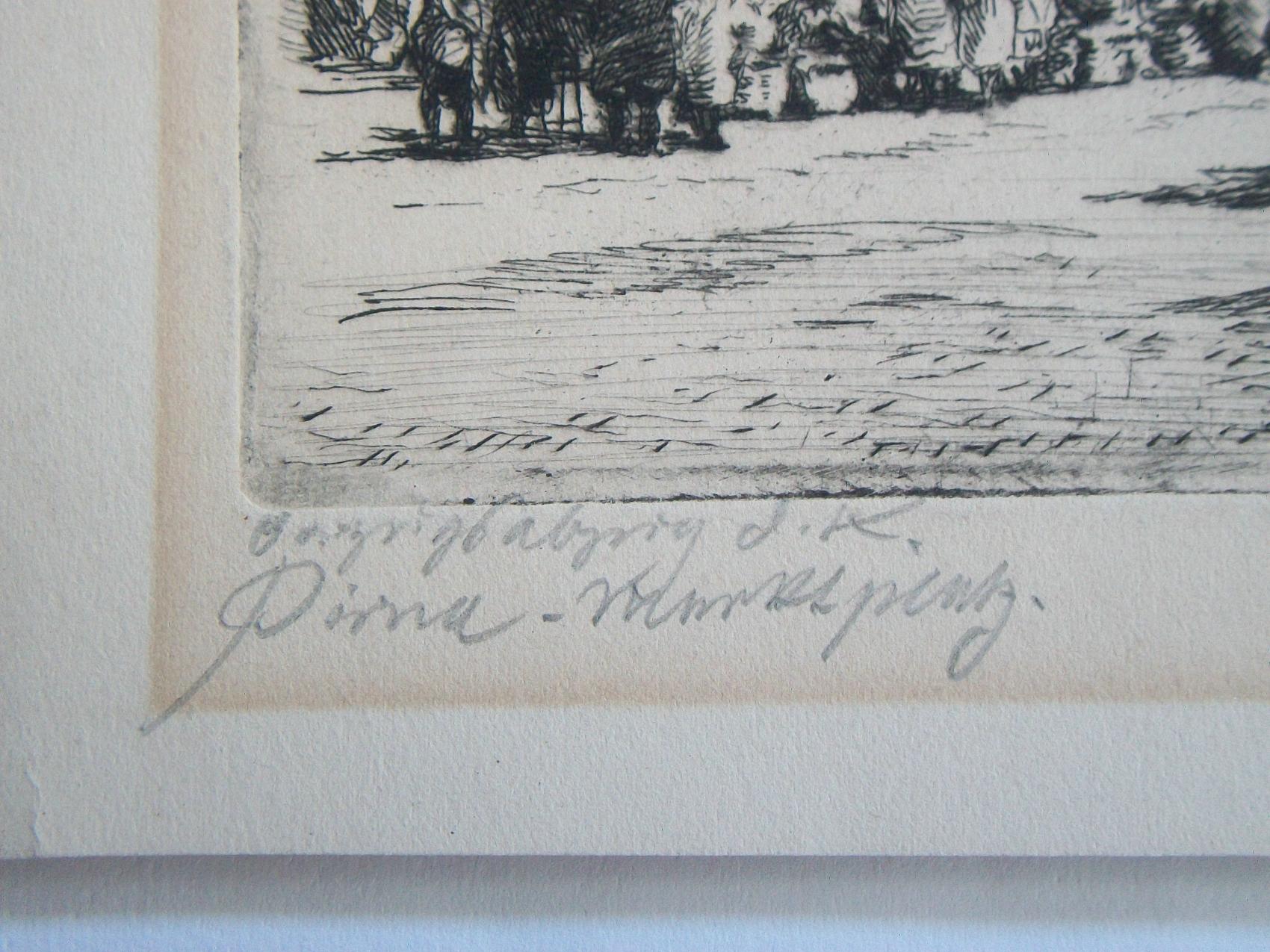 « La place de marché à Pirna » - gravure ancienne - Allemagne - 18e/19e siècle Bon état - En vente à Chatham, ON