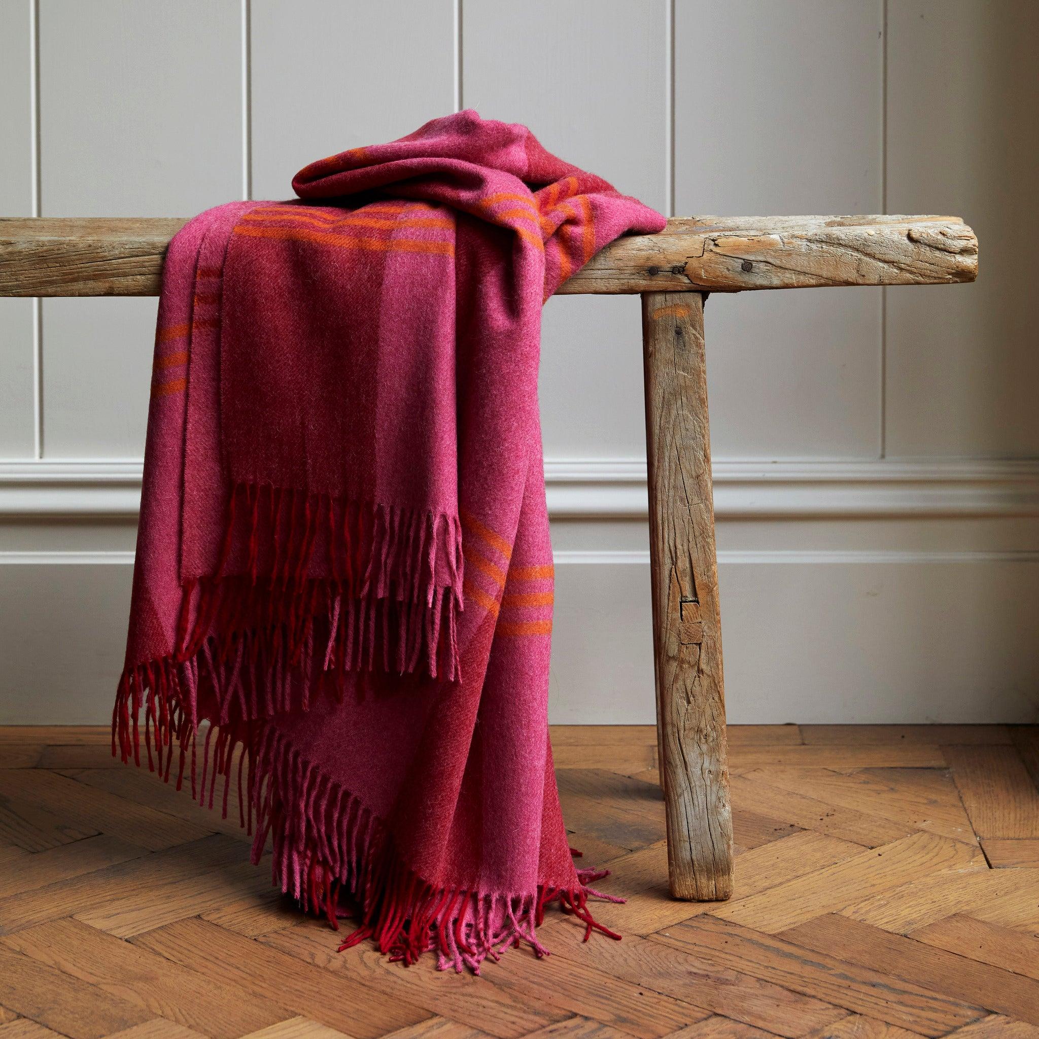 The Marlowe Throw is woven in beautifully soft 100% pure Merino lambswool and features a wide stripe design with twisted fringing. The Marlowe Throw is lightweight, yet wonderfully warm making it a perfect and luxurious addition to your sofa,