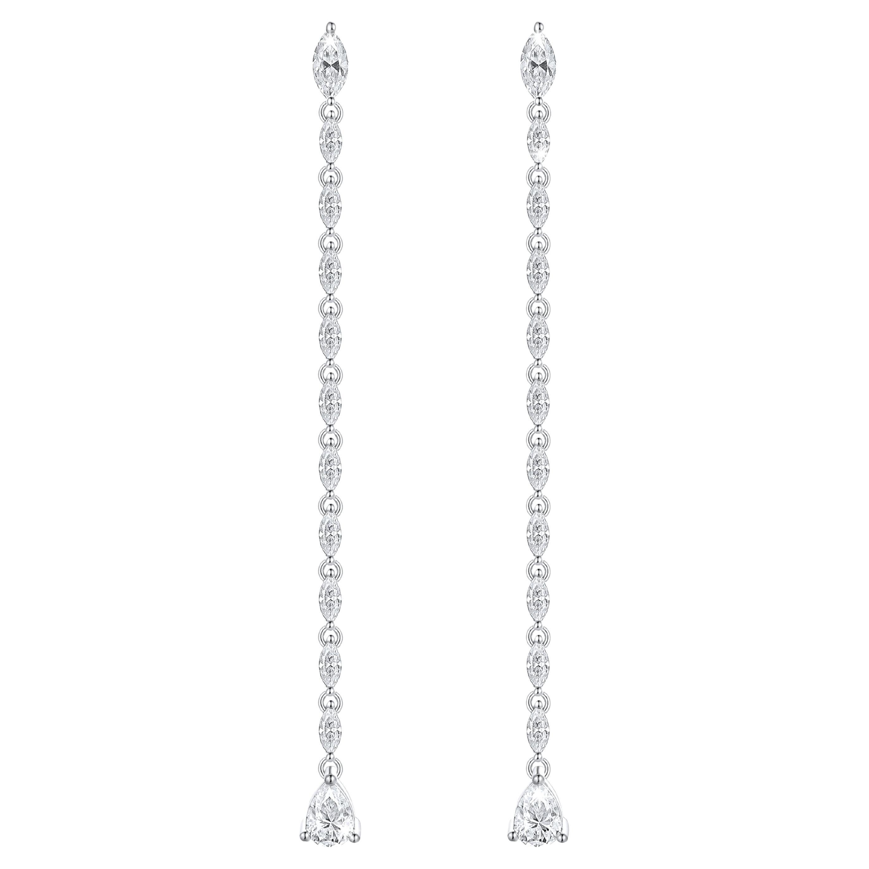 Round Diamond 14K White Gold Tennis Earrings