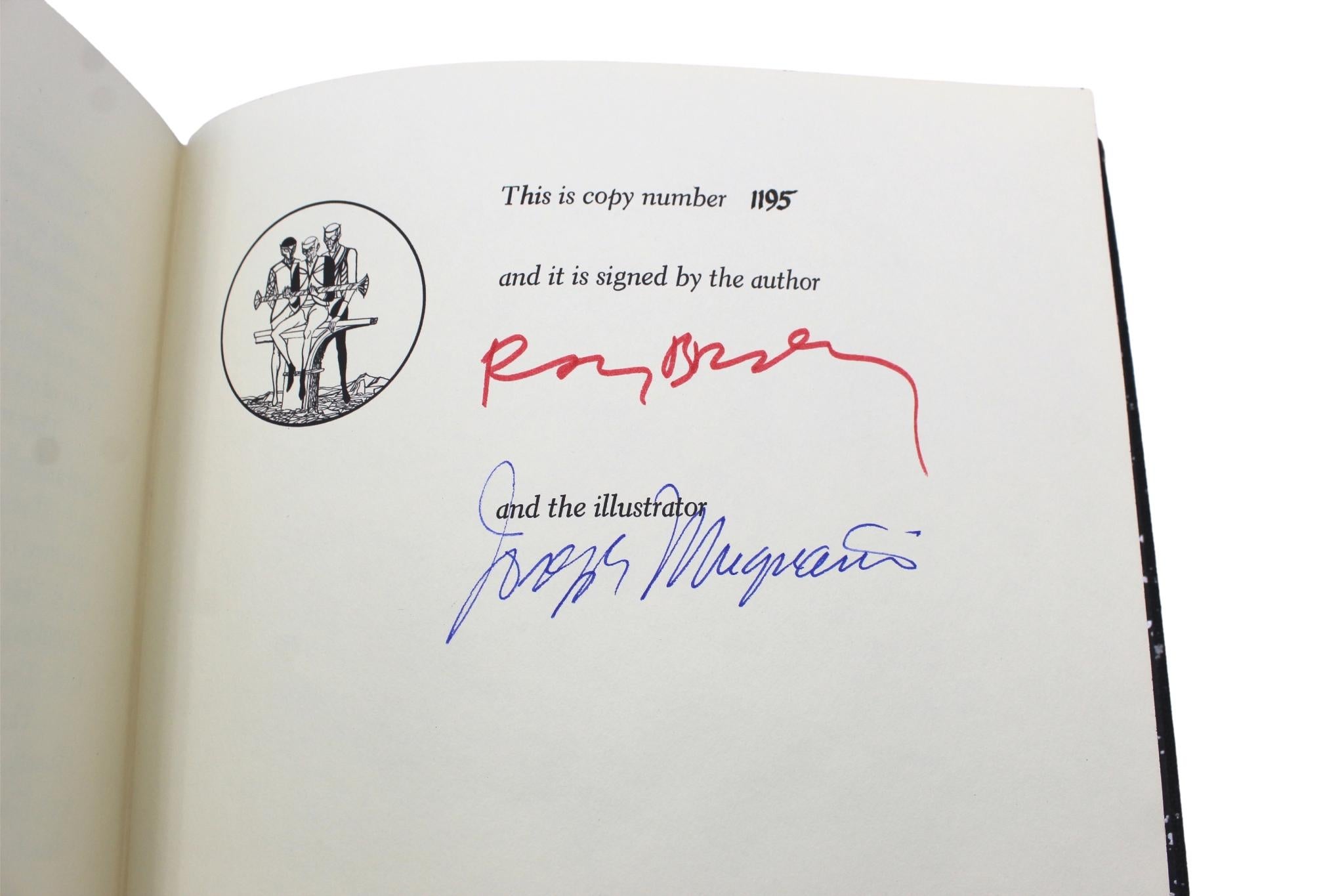 Bradbury, Ray. The Martian Chronicles. Avon: The Limited Editions Club, 1974. Signed by Ray Bradbury and Joseph Mugnaini. Limited Edition #1,195/2,000. Quarto, original silk-screened black buckram boards and matching slipcase. Black speckled