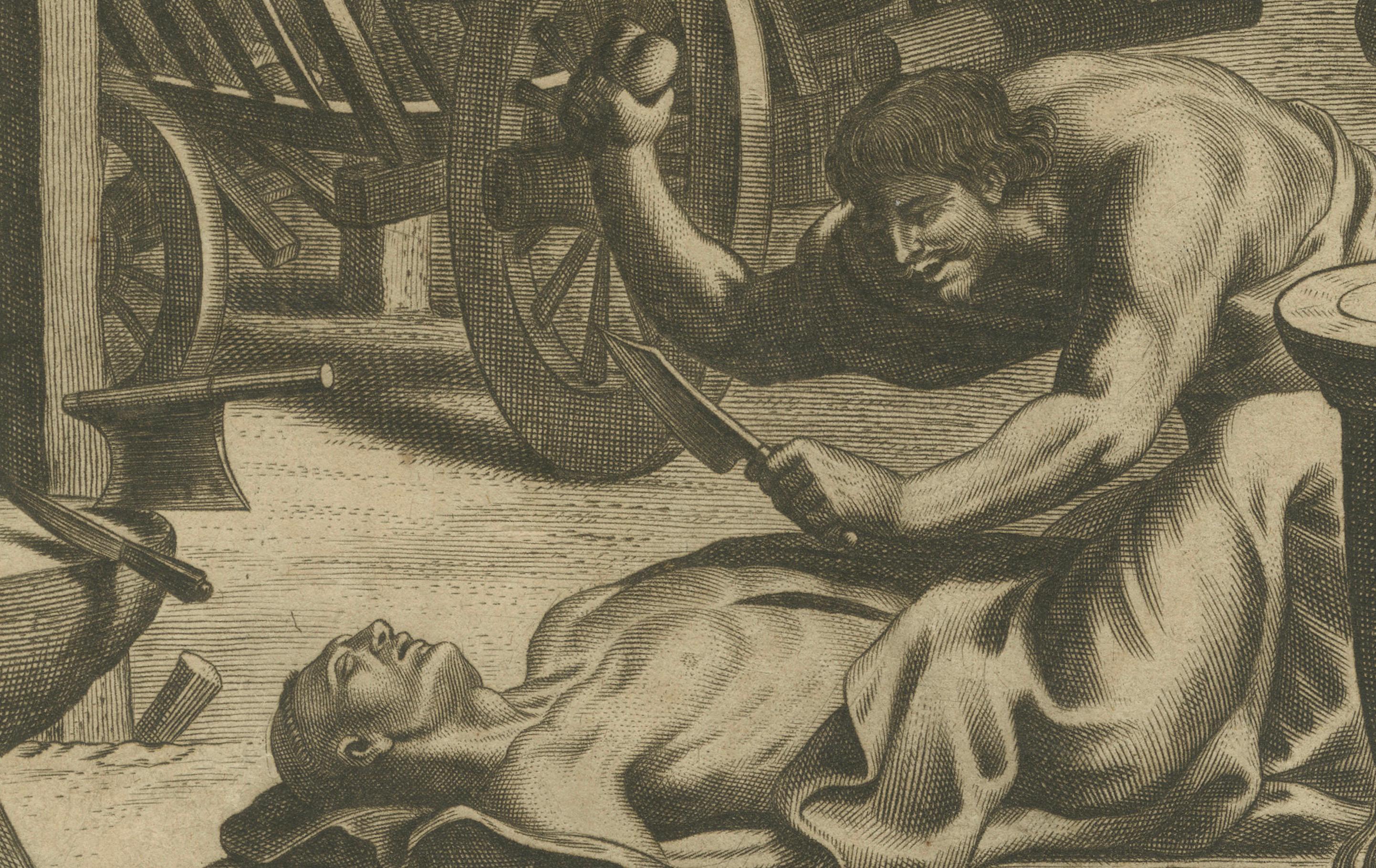 Engraved The Martyrdom of Carthusian Monks Humphrey Middlemore, William Exmew, and Others For Sale