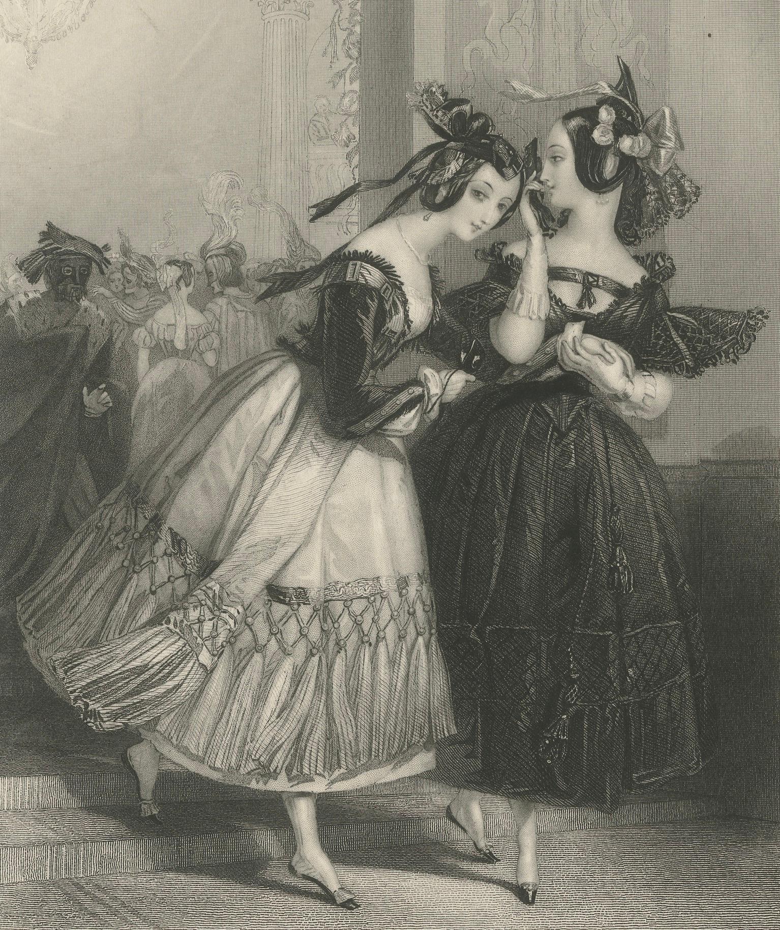 French The Masquerade – 19th-Century Engraving after Edward Corbould, London & Paris For Sale