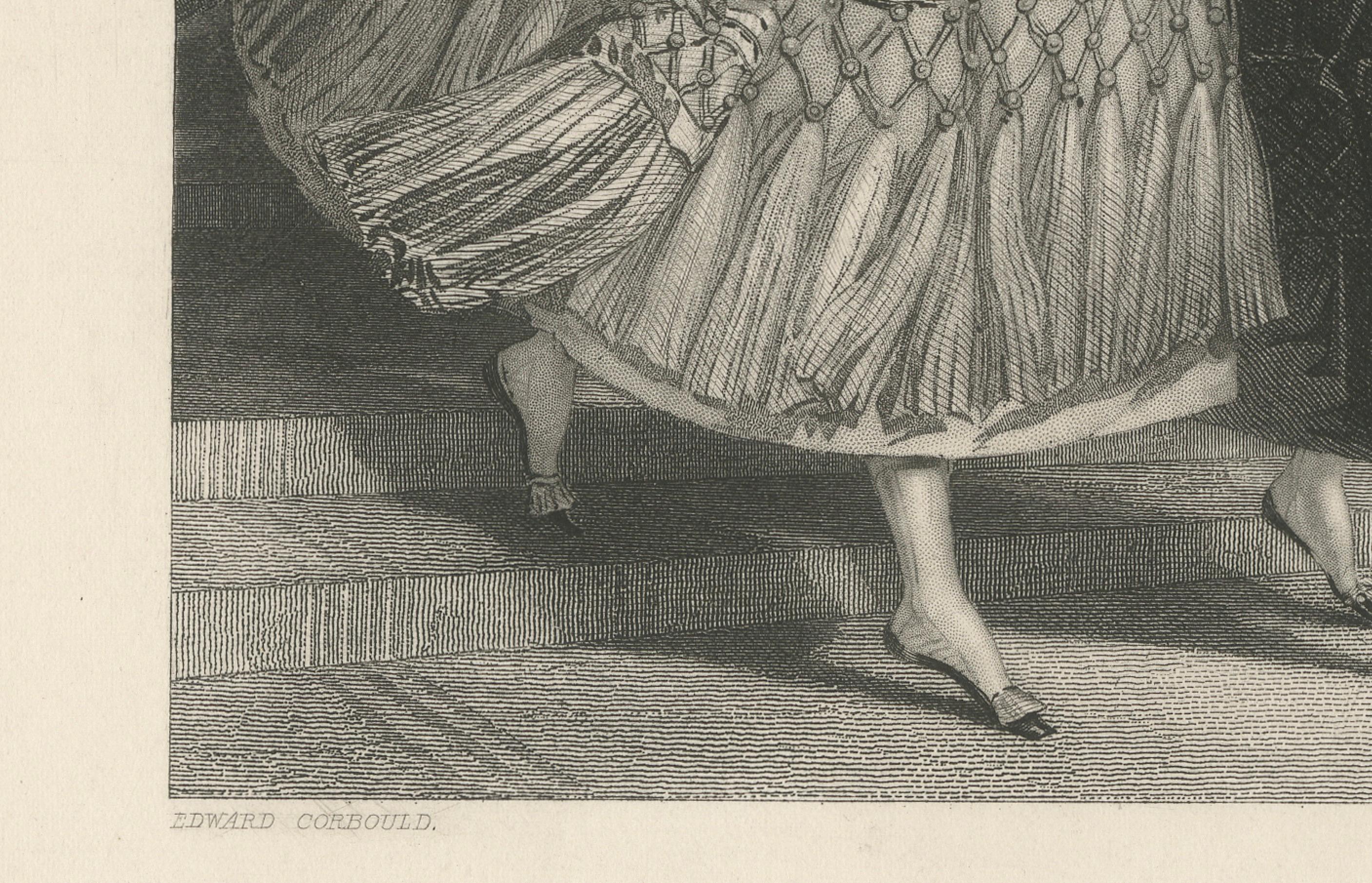 The Masquerade – 19th-Century Engraving after Edward Corbould, London & Paris In Good Condition For Sale In Langweer, NL