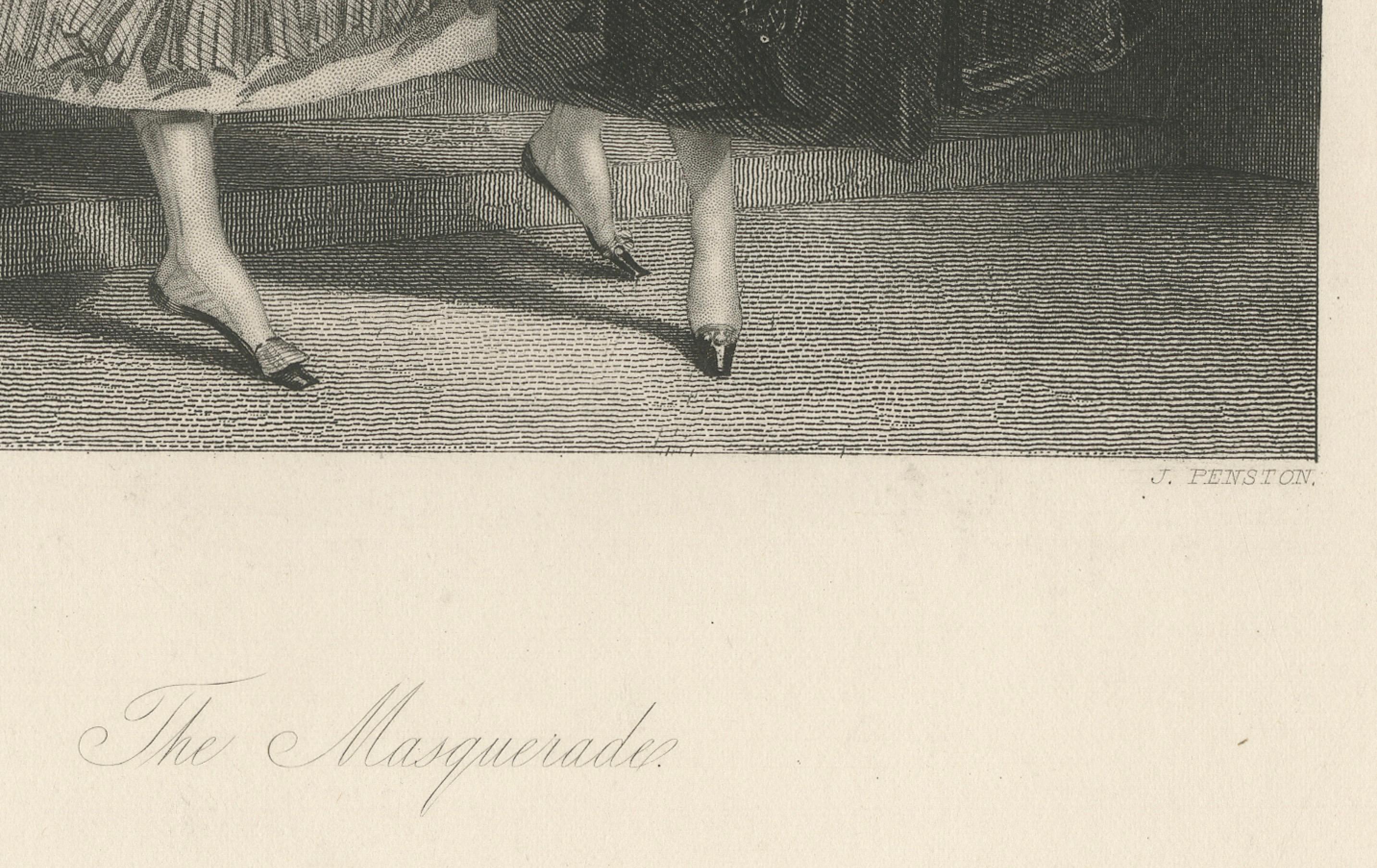 19th Century The Masquerade – 19th-Century Engraving after Edward Corbould, London & Paris For Sale