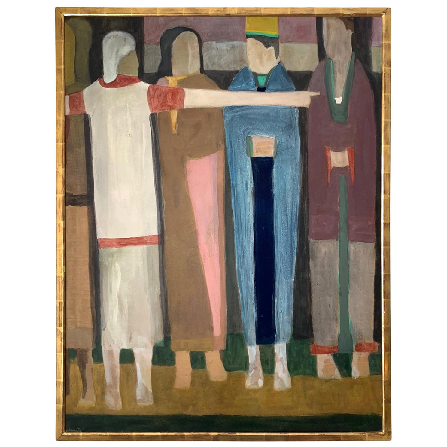 "The Masquerade Line", Abstract Expressionist Oil on Canvas by Marantz, 1962