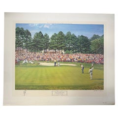 Stampa di golf "The Masters 1968" con schizzo originale di Arthur Weaver