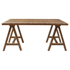 The Matilda Trestle Table, 1940's inspired, upholstered in Leopard Velvet