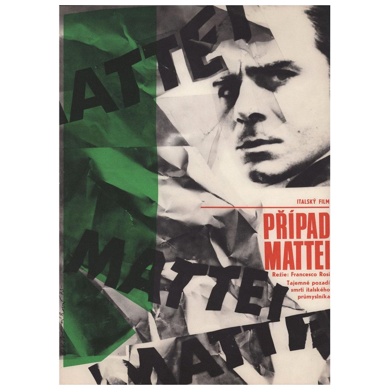 The Mattei Affair 1973 Czech A3 Film Poster For Sale
