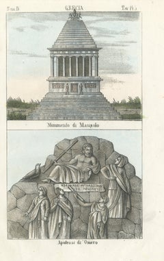 The Mausoleum of Mausolus and the Apotheosis of Homer, Lithograph, 1842
