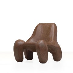 Bronze Brown Club Chair  “Club 114” in a Vegas Leather “Camel”