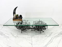"The Maze" Brutalist Bronze Coffee Table, Daniel Gluck, 1970's