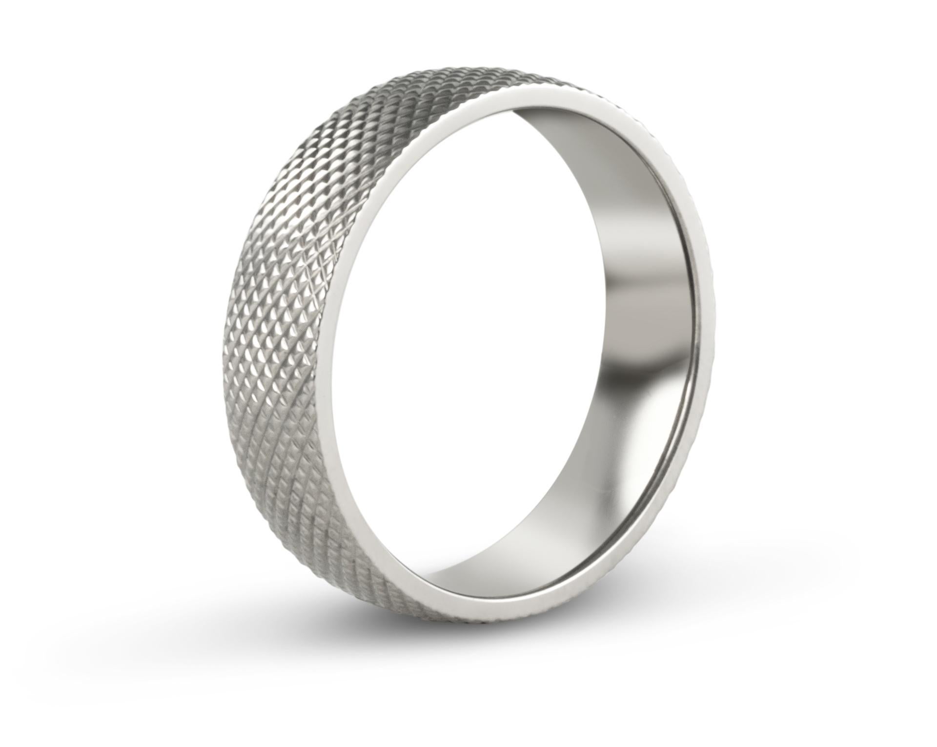 For Sale:  The MCA : Machine Cross Hatched Titanium Comfort Fit Wedding Band 2