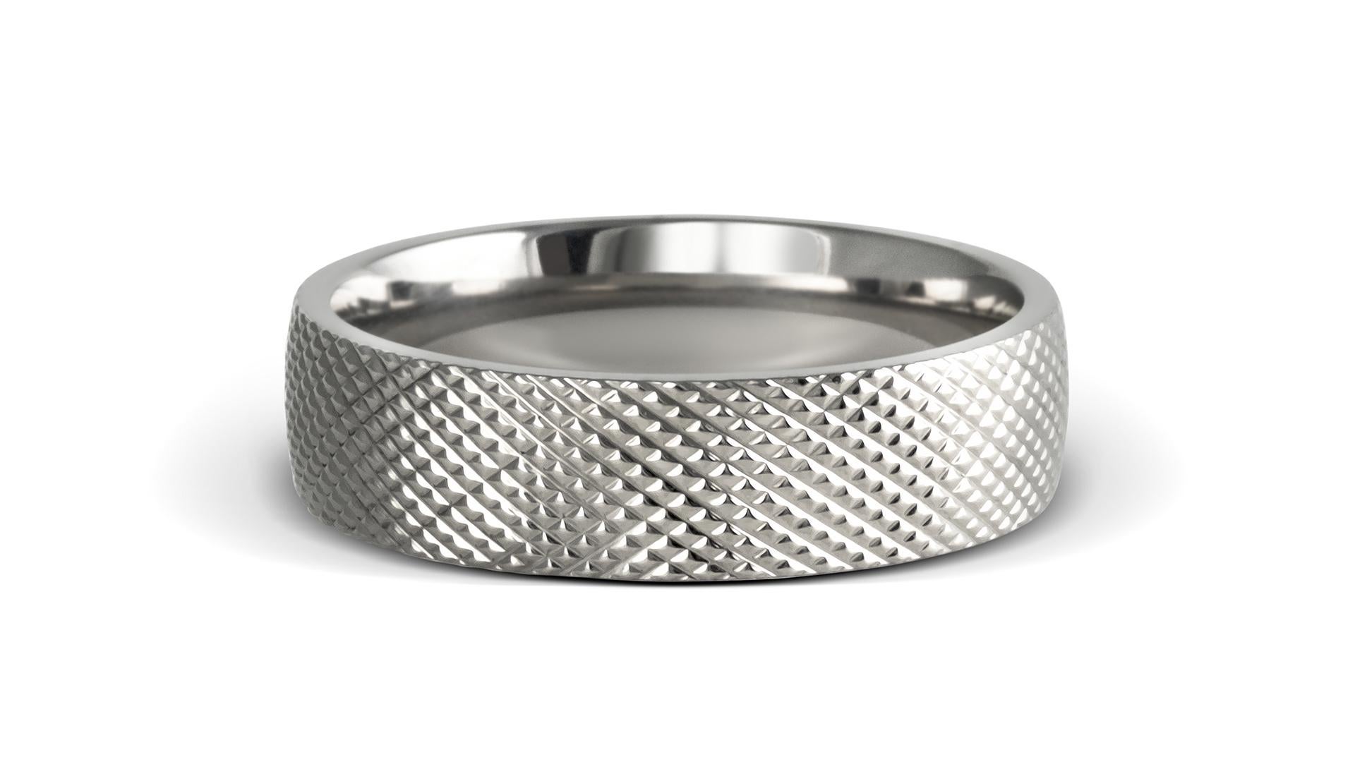 For Sale:  The MCA : Machine Cross Hatched Titanium Comfort Fit Wedding Band 3