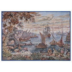Der Mittelmeerhafen - Französischer Jacquard-Wandteppich, CIRCA 1980 - 195Lx140 -N 1617