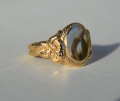 Ingram Cecil Medusa 14 Karat Gold Snake Signet Ring