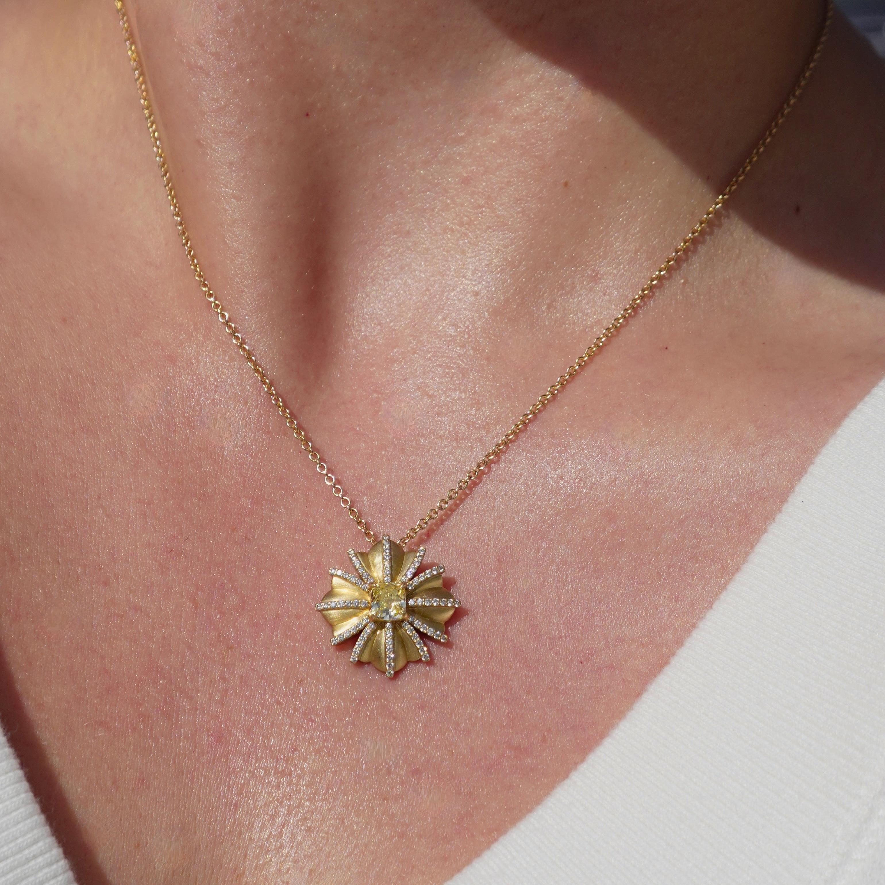 Rare Colors - The Meelie Flower Diamond Pendant For Sale 1