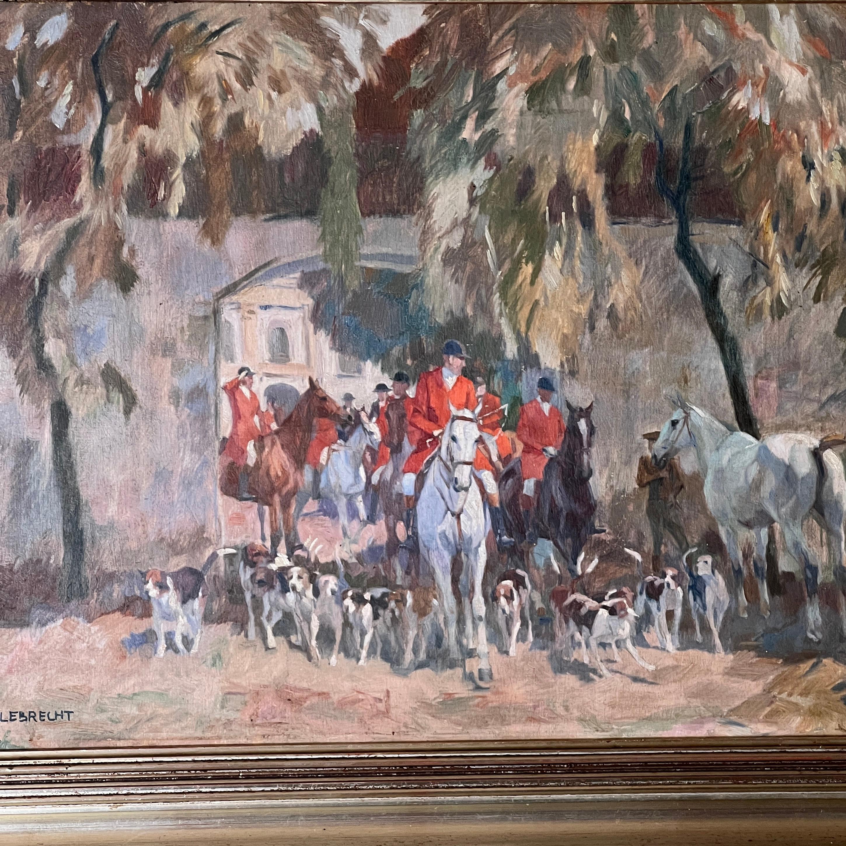 The Meet Oil Painting By Georg Lebrecht (1875 - 1945) siglo XX en venta