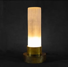 The Meknes Lamp - Tubular Selenite Crystal Lamp set within Brass by Neo Kasbah
