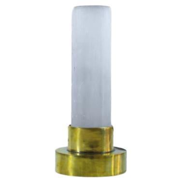 The Meknes Lamp - Tubular Selenite Crystal Lamp set within Brass by Neo Kasbah